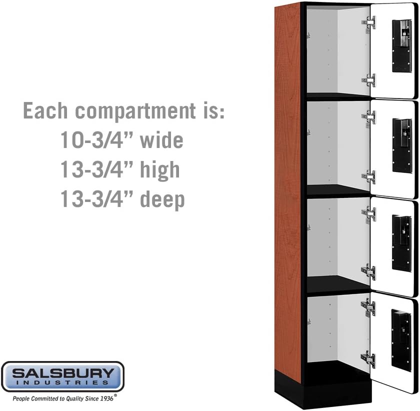 Salsbury Industries Four Tier Designer Wood Locker, Mahogany, 6' 3" x 18"
