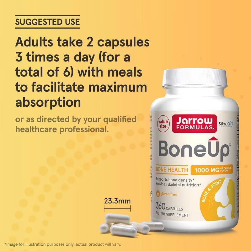 Jarrow Formulas BoneUp, 1,000mg Calcium Per Day, 240 Capsules | Bone Density Support, MCHA Calcium, Vitamins D3 & K2, Provides Skeletal Nutrition, Strong Bone Support, 40 Day Supply