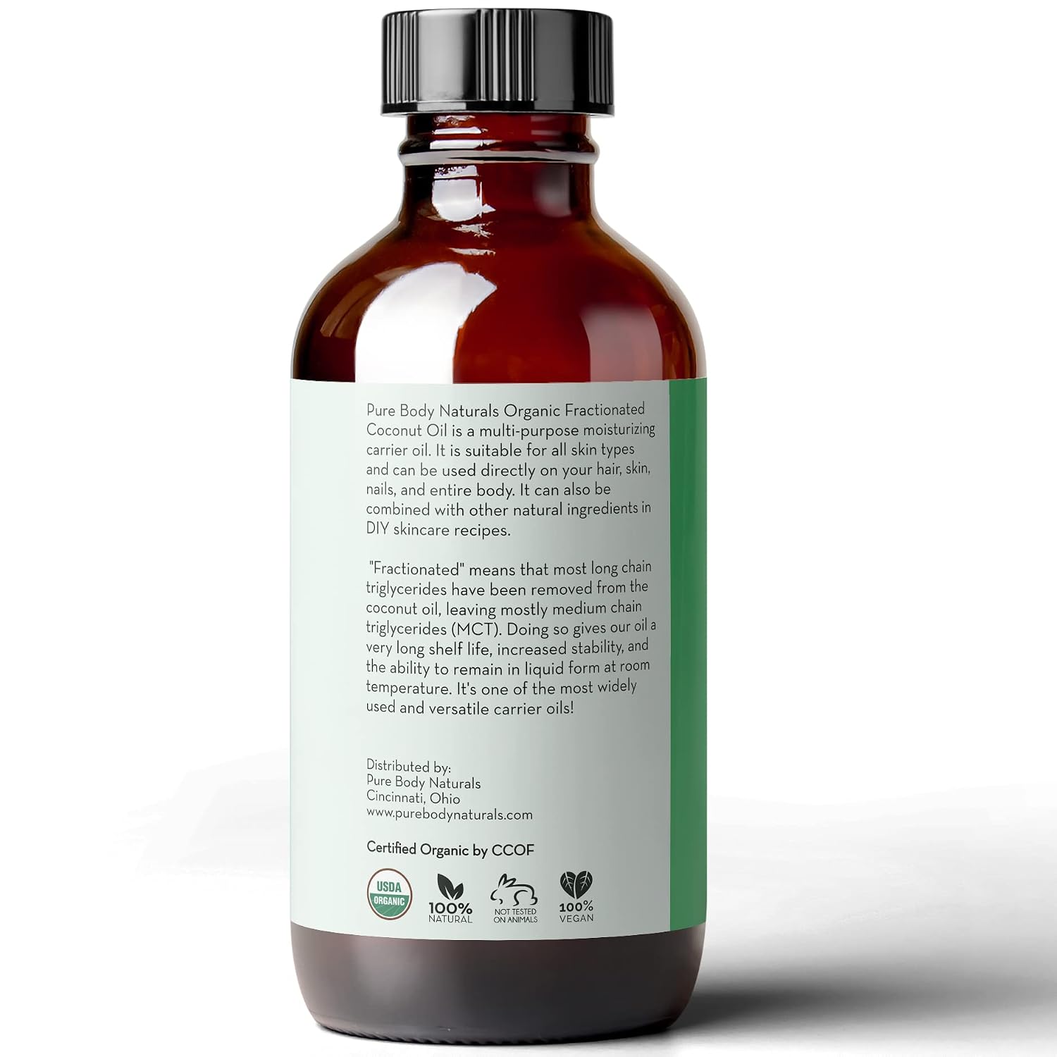Organic Fractionated Coconut Oil, Carrier Oil with Dropper, 4 fl oz | Palm oil free liquid MCT for diluting essential oils, use on skin, hair, nails