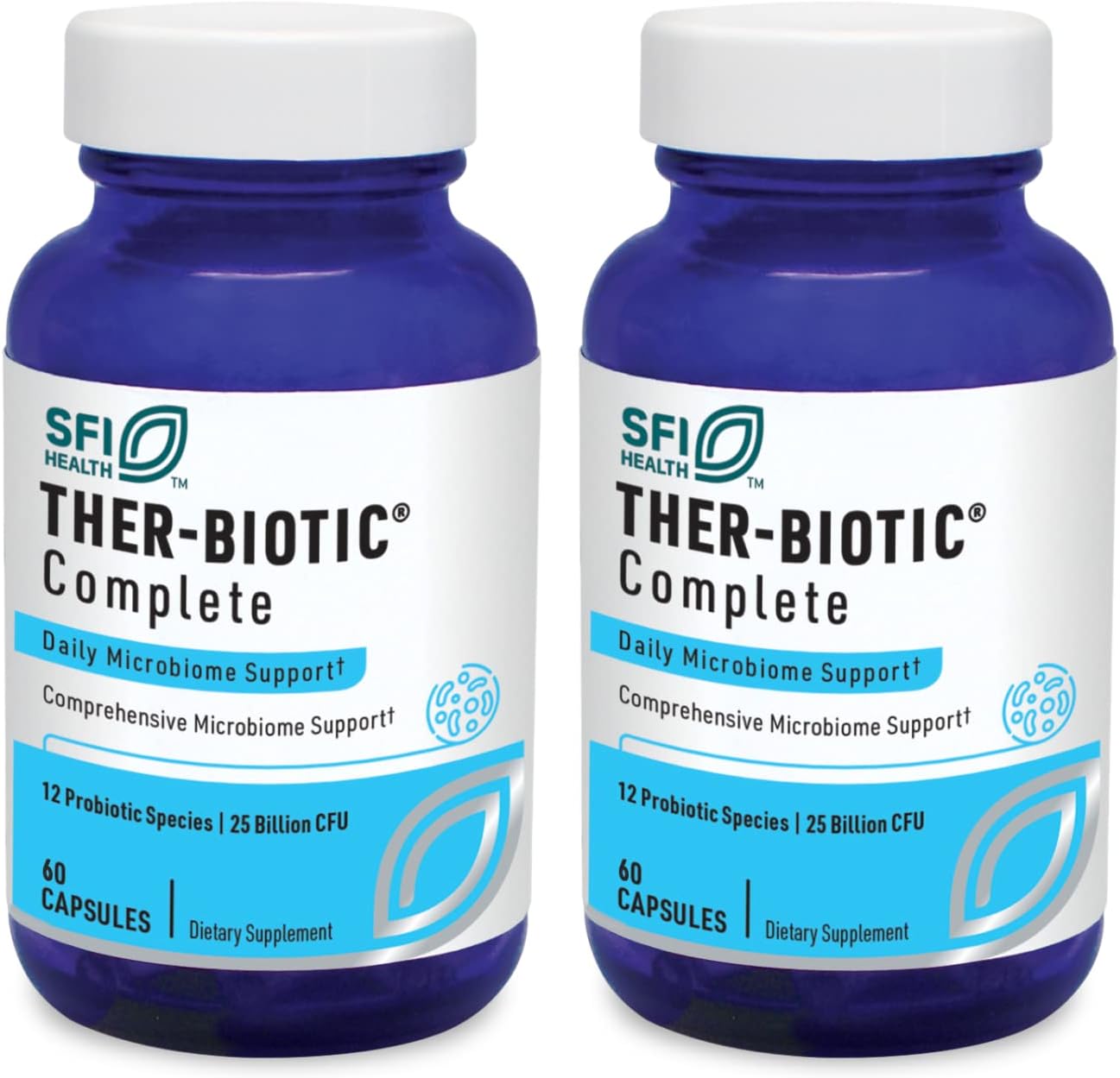 Klaire Labs SFI Health Ther-Biotic Complete, 60 Count, 2 Pack | 12 Strain Probiotic Capsules for Digestive and Immune Support