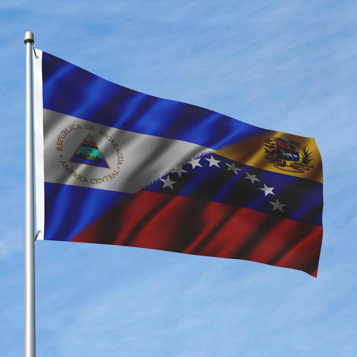 Nicaraguan Nicaragua And American Usa Flag 2x3 Ft Flags Double-Sided Printing Outdoor Indoor Decoration Country Flag 2x3 Foot Polyester Banner