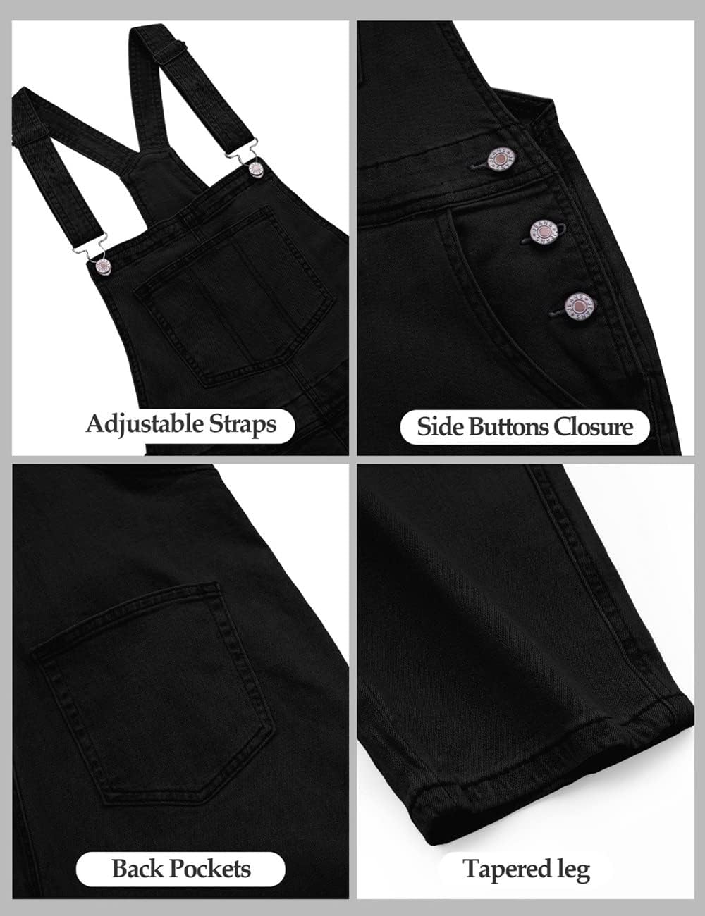 luvamia Women's Casual Stretch Adjustable Denim Bib Overalls Jeans Pants Jumpsuits