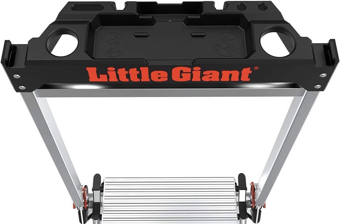 Little Giant Jumbo Step 3-Step Foldable 2.2 ft Aluminum Stool, 11903 | Foldable Aluminum Step Stool, Extra-Wide Stair-Like Treads, Rotating Handrail, Tool Tray, 375 lbs. Weight Capacity