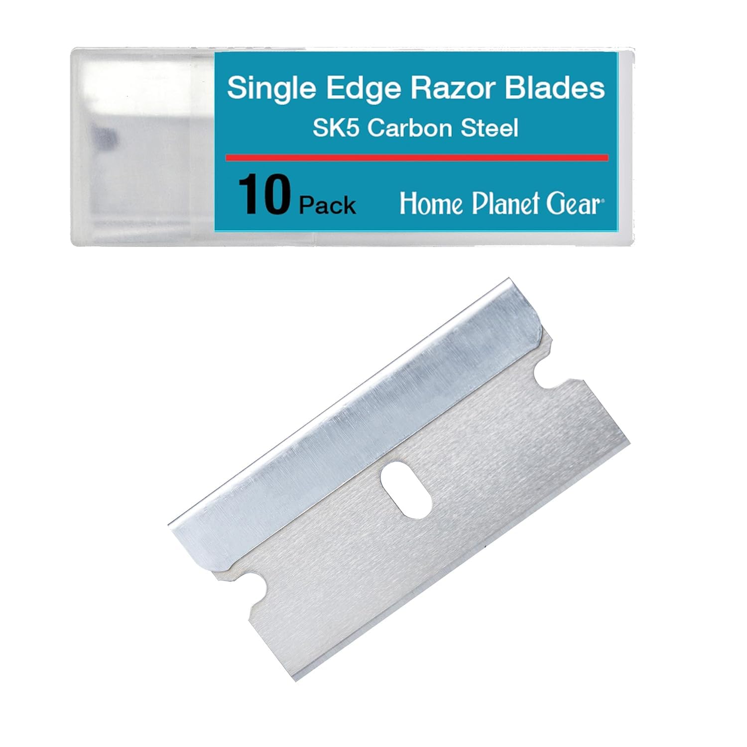 Single Edge Razor Blade 10 Pack - Straight Edge Razor - Ten Sharp Flat Blades in Convenient Storage Box - Oven Scraper Razors Refills - Heavy Duty
