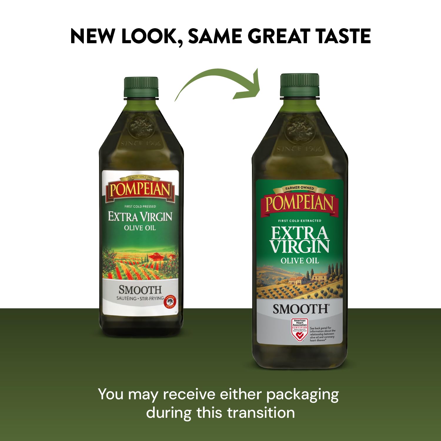 Pompeian Smooth Extra Virgin Olive Oil - 32 Fl Oz | First Cold Pressed Olive Oil for Cooking - Smooth Taste for Sauteing, Stir-Frying, and Baking