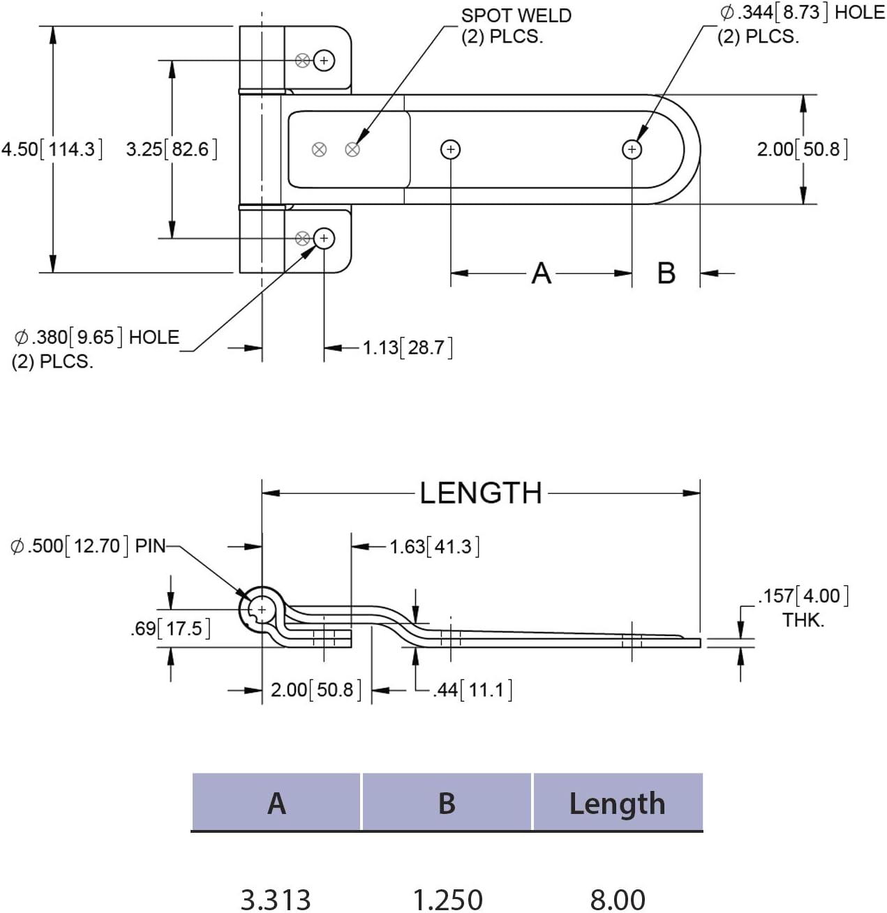 RIGID HITCH INCORPORATED Trailer Door Hinge (SP-H308003) - Single
