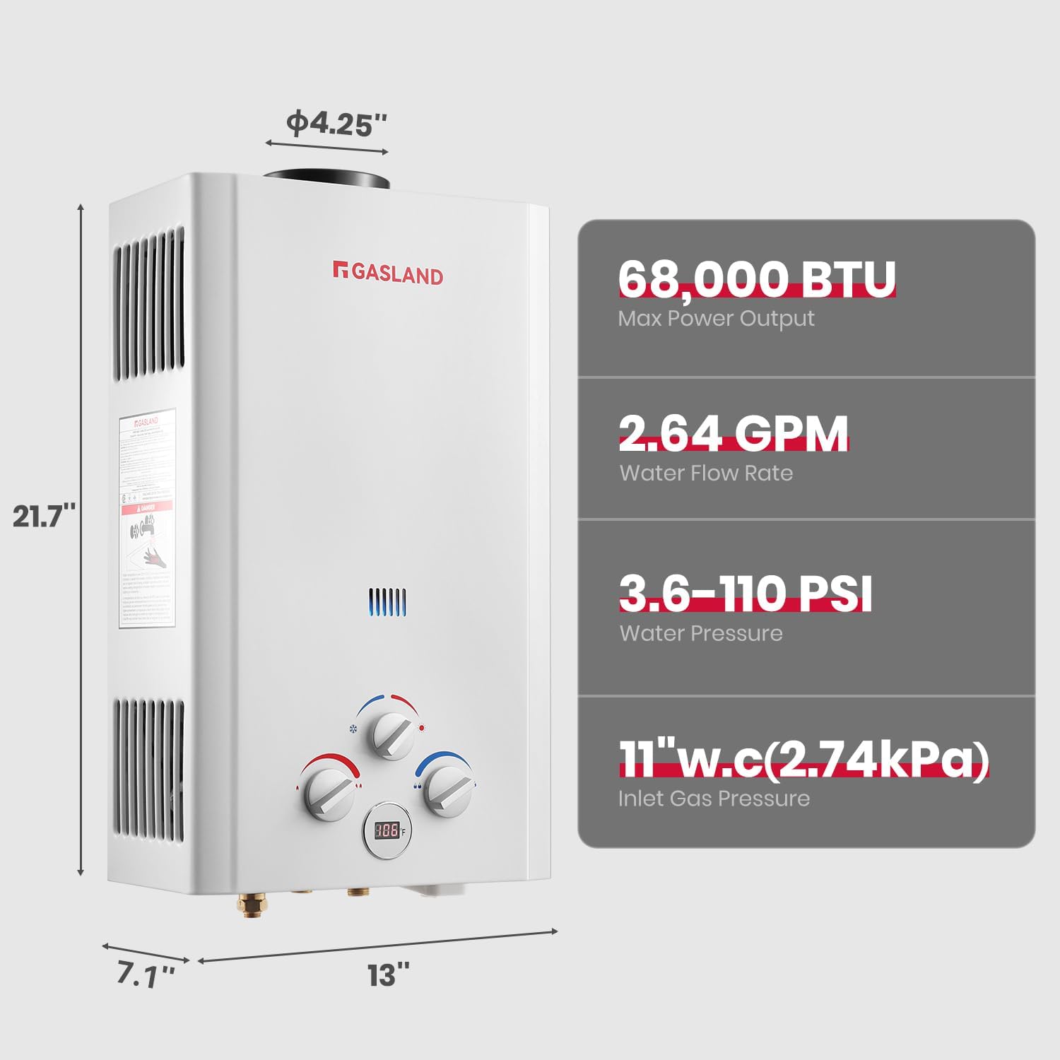 GASLAND BE158L Tankless Water Heater Propane | CSA Certified | 6L 1.58 GPM