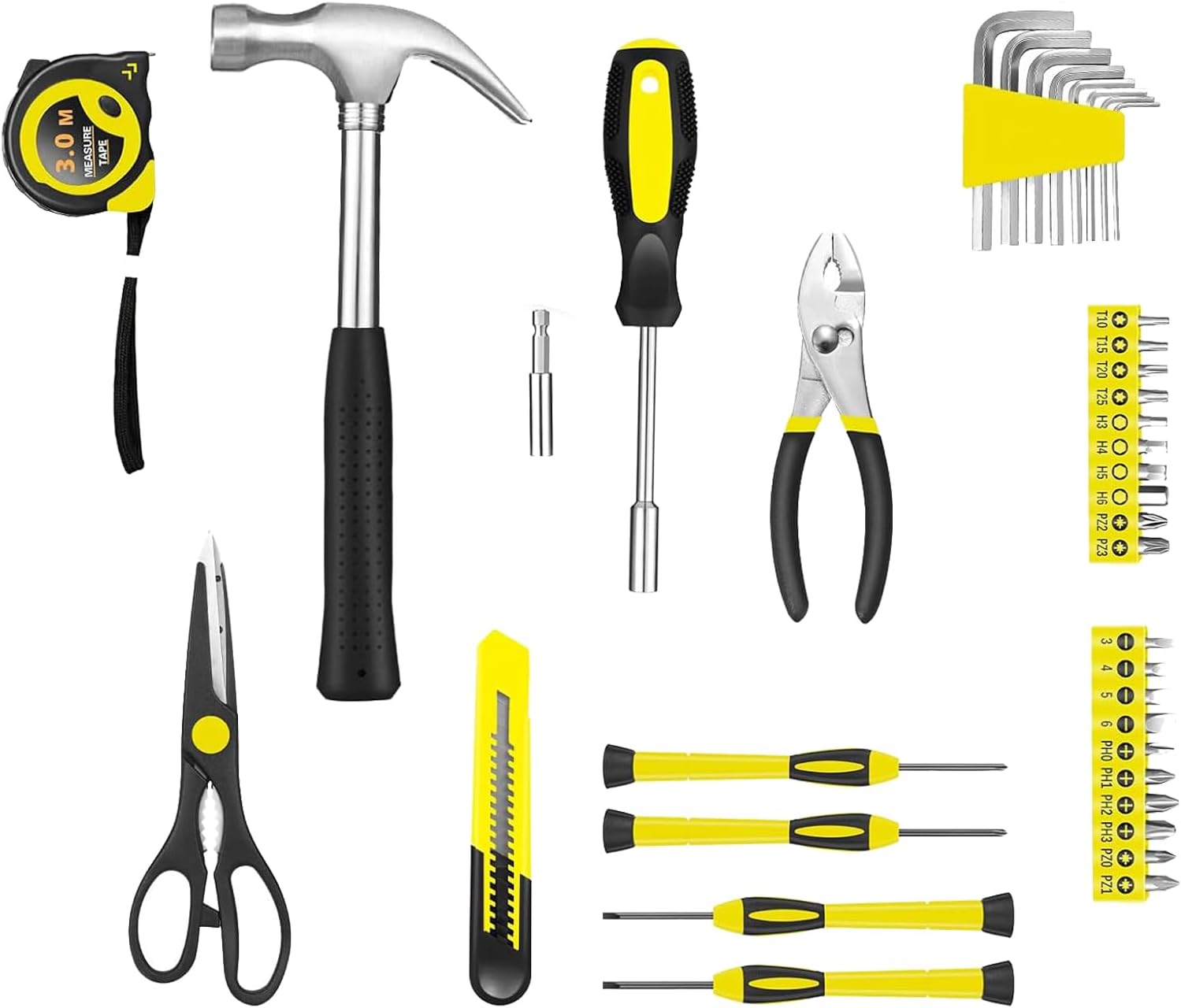 39-Piece Household Tools Kit - Small Basic Home Tool Set with Plastic Toolbox - Great for College Students, Household Use & More