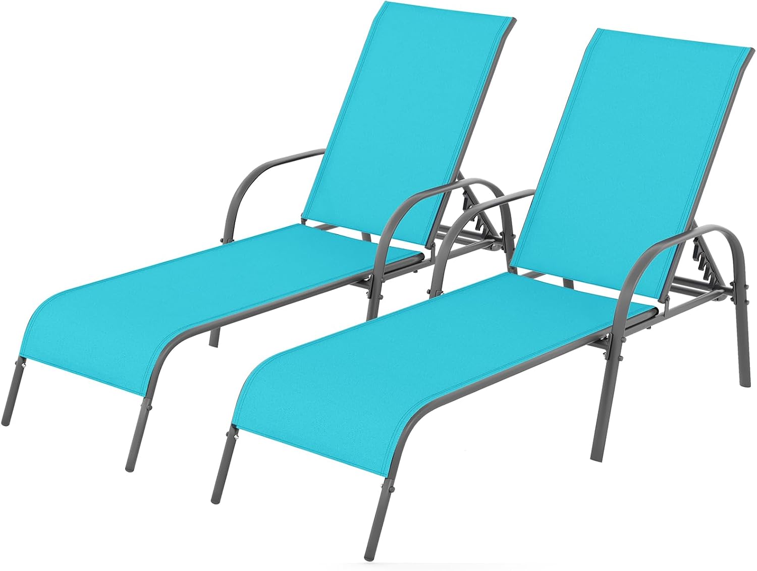 GIANTEX 2 Pack Patio Lounge Chair with 5 Adjustable Backrest, Black