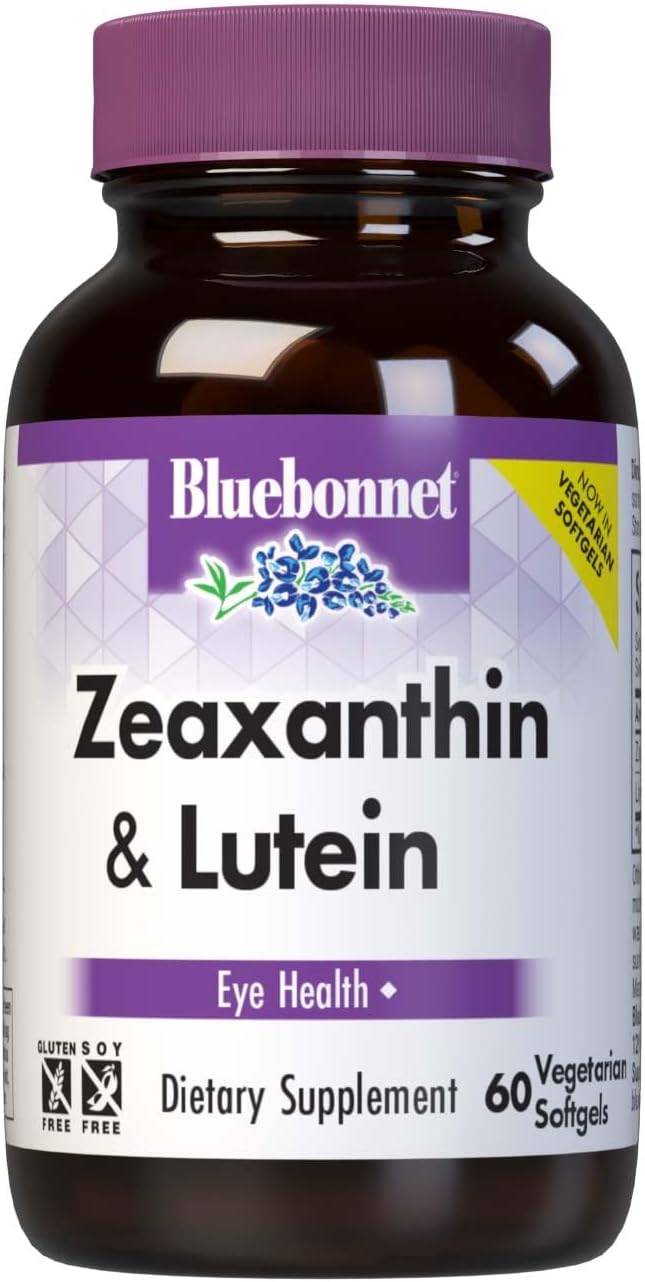 Bluebonnet Nutrition Zeaxanthin & Lutein, Eye Health*, Gluten-Free, Dairy-Free, 60 Vegetarian Softgels, 60 Servings | Eye Health; Vegetarian, Gluten-Free, Dairy-Free