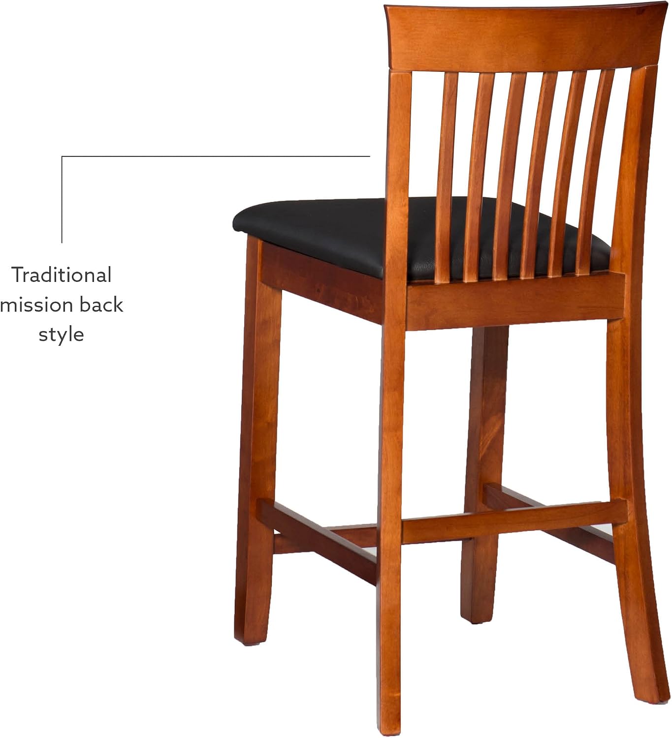 Linon Torino Collection Craftsman Counter Stool, 17.25"W x 19.5"D x 37"H, Black