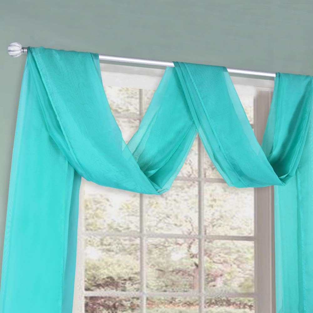 HUTO Light Pink Sheer Window Scarf Valances for Girls Room Sheer Soft Voile Curtain Scarves for Wedding Party 216 Extra Long