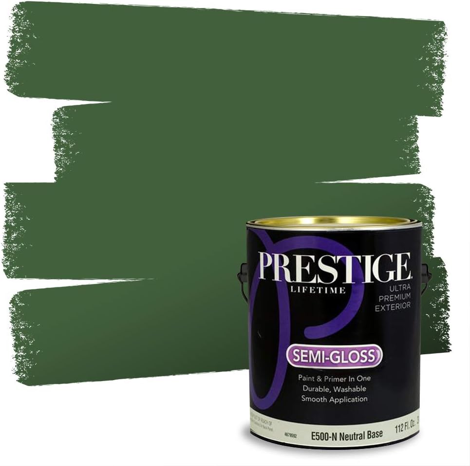 PRESTIGE Paints Exterior Paint and Primer In One, 1-Gallon, Semi-Gloss, Comparable Match of Sherwin Williams* Shamrock*