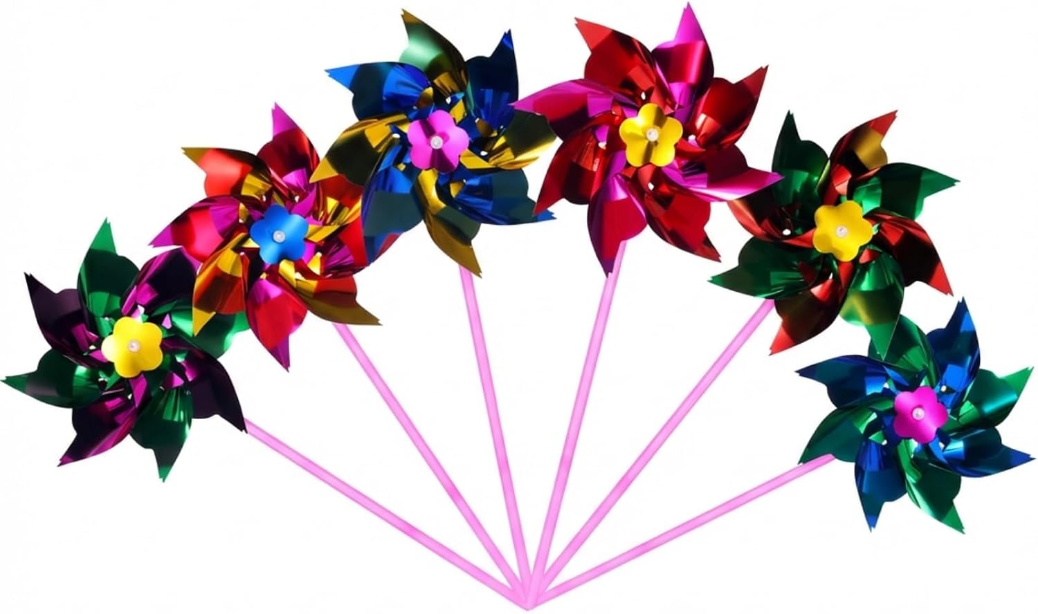 50 Pcs Plastic Rainbow Pinwheel for Kid Party Pinwheels DIY Lawn Windmill Set for Teenagers Toy Garden Party Lawn Decor