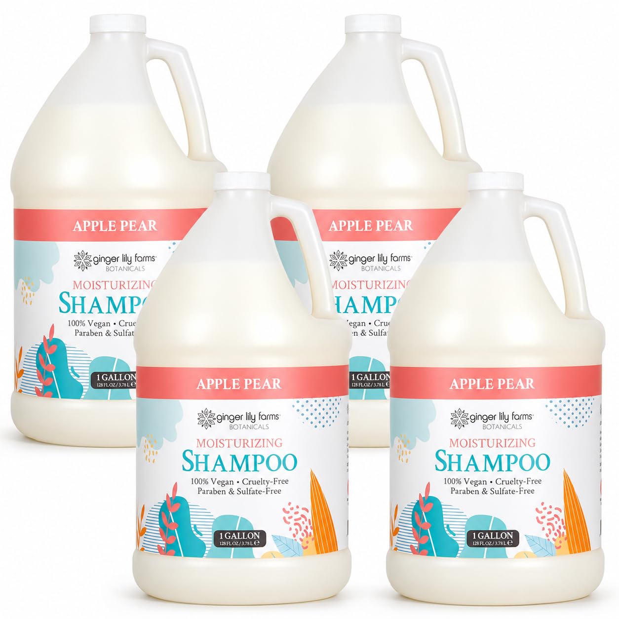 Ginger Lily Farms Botanicals Moisturizing Shampoo for All Hair Types, Coco Mango, 100% Vegan & Cruelty-Free, Coconut Mango Scent, 1 Gallon (128 fl oz) Refill | for Hands, Body & Hair, Moisturizing Wash, Salon Wash, Spa Cleanser, Salon & Spa Essentials, M…