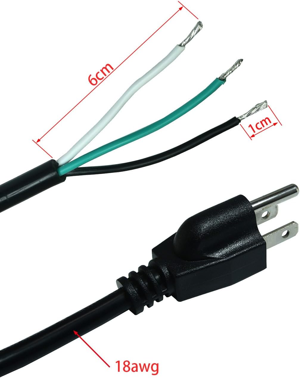 FILSHU 6ft 18 Gauge 3 Prong AC Power Cord with On Off Switch