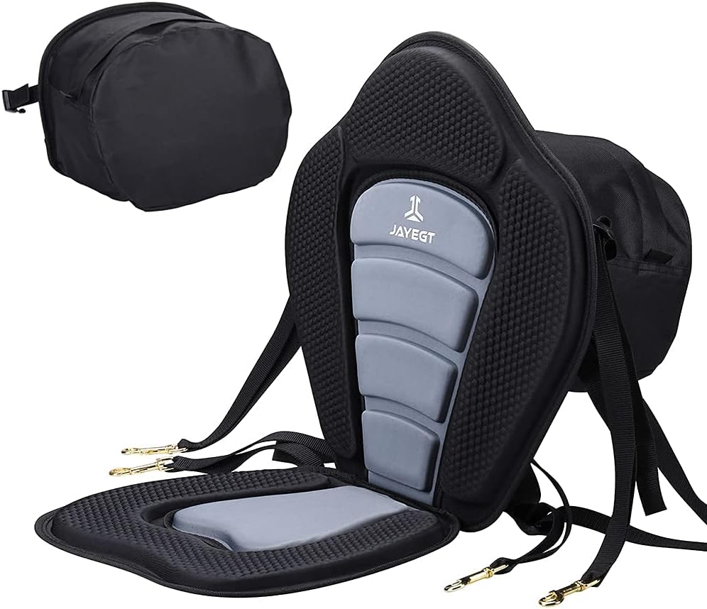 JAYEGT Kayak Seat Padded Deluxe High Back Canoe Seat with Back Support Adjustable Fishing Seat for Universal Sit with Detachable Kayak Backrest