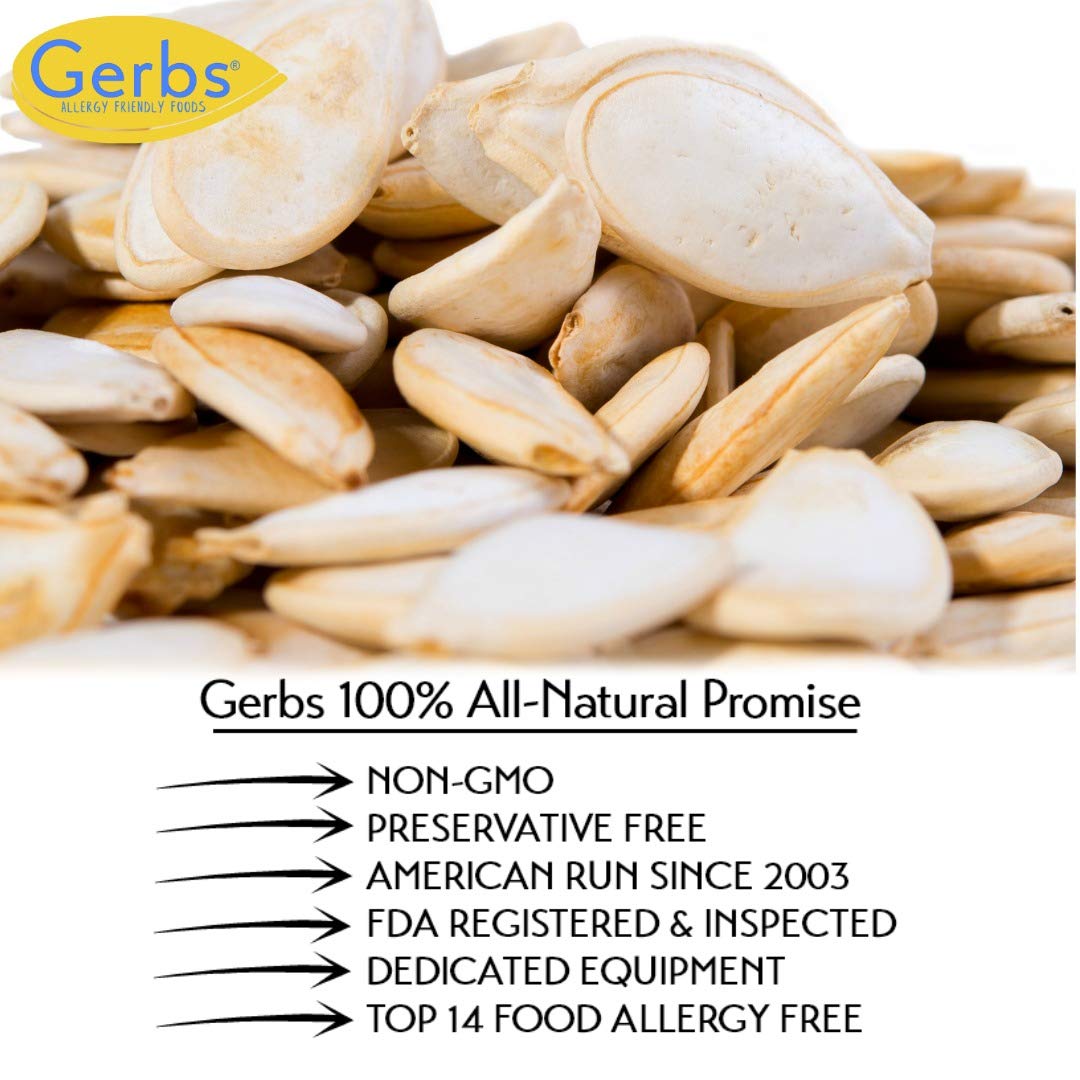 Gerbs Raw Whole Pumpkin Seeds 2 lbs. | In-Shell, 10.5 mm Size, Resealable Bag | Mildly Nutty & Crunchy | Top 14 Allergen-Free