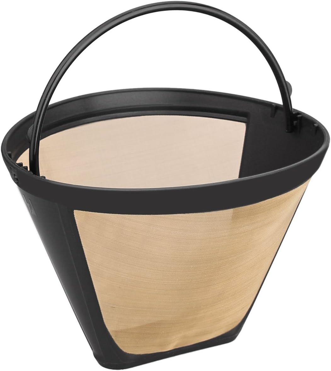 NRP Classic #4 Gold-tone Coffee Filter 8-12 cup Universal for Cuisinart GTF Coffeemaker and MORE, Oval rim Cone Shape Permanent Filter