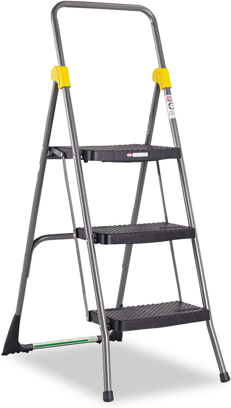 Cosco 11839GGO Commercial 3-Step Folding Stool, 300lb Cap, 20 1/2w x 32 5/8d x 52 1/8h, Gray