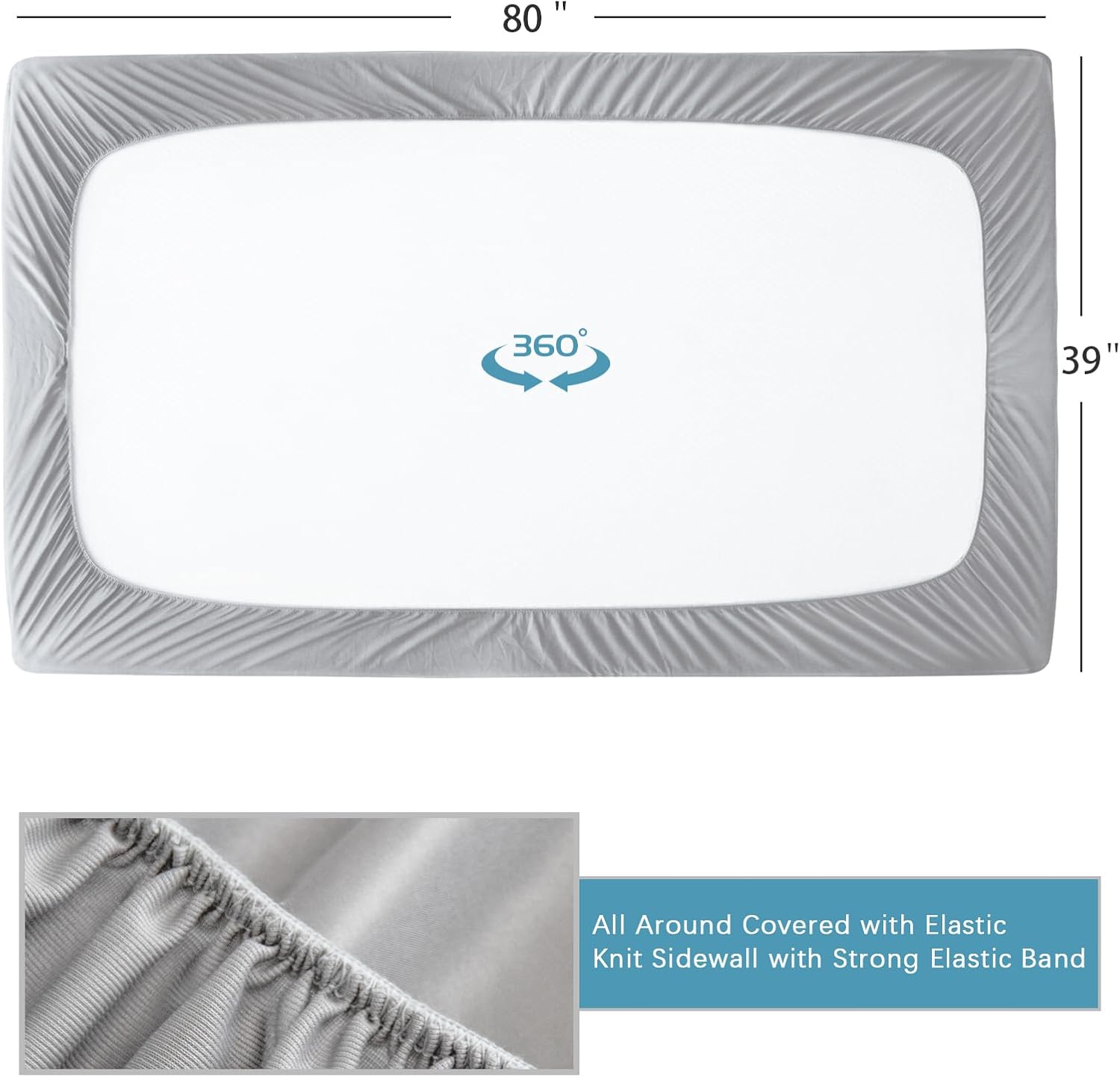 2 Pack Hospital Bed Sheets Fitted 36’’×84’’×14’’ Hospital Bed Sheet, Grey | Fit for Home & Hospital Care Beds, Shrinkage & Stain Resistant RV Twin Sheets for RV Twin/Bunk Mattress