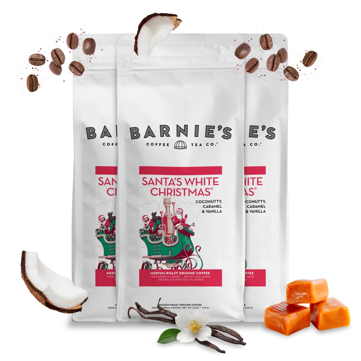 Barnie's Coffee English Salted Toffee Ground Coffee with Caramel, Molasses and Salted Creamy Butter Flavors, Medium Roasted Arabica Coffee Beans