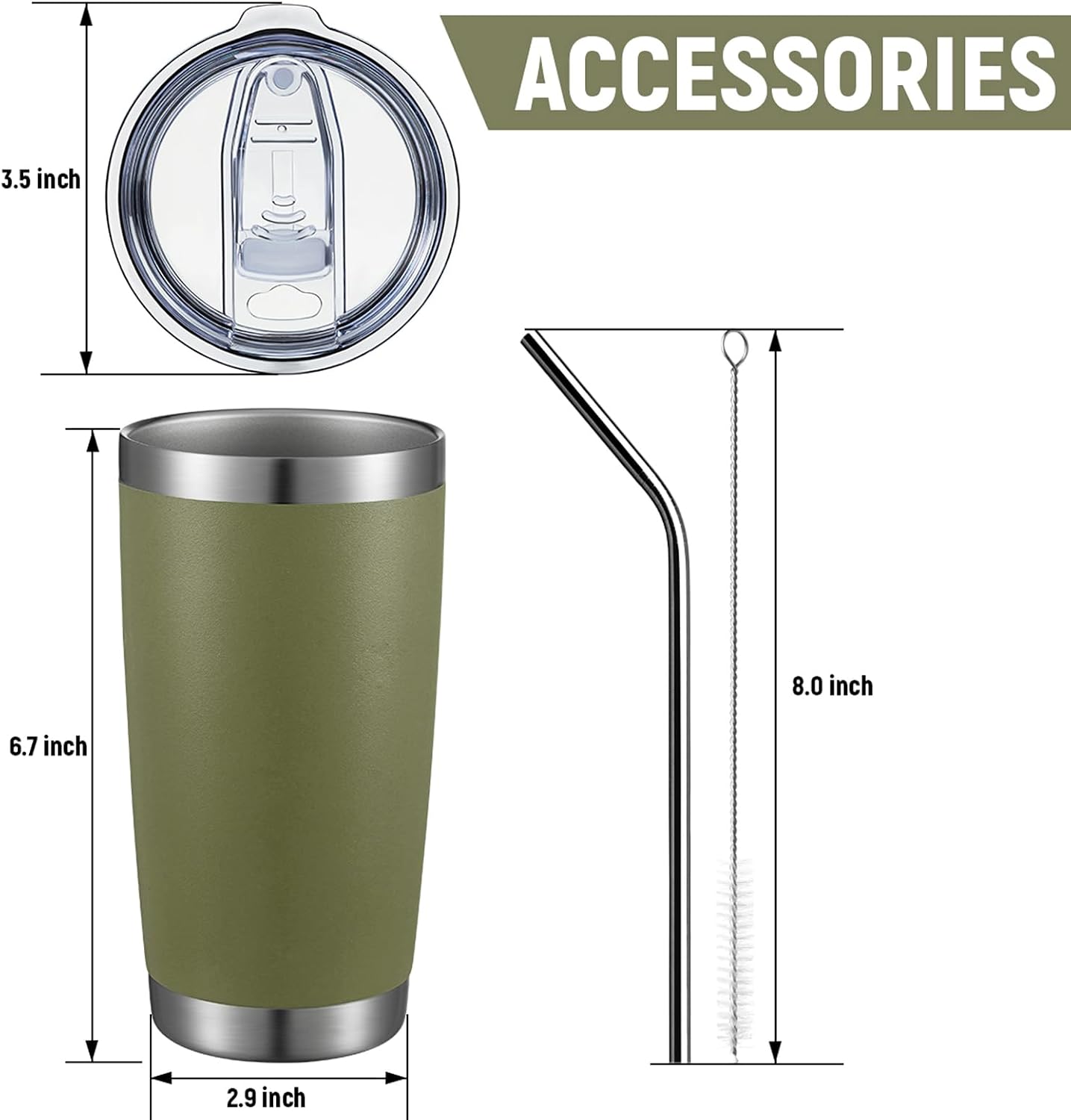 COMOOO 20oz Double Wall Vacuum Insulated Travel Mug