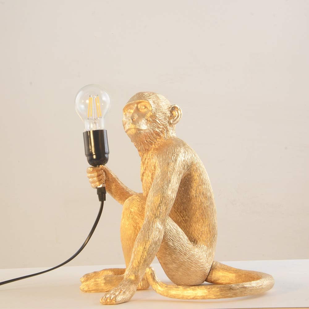 Golden Monkey Table Lamp, LongTN LED Resin Sitting Monkey Lighting