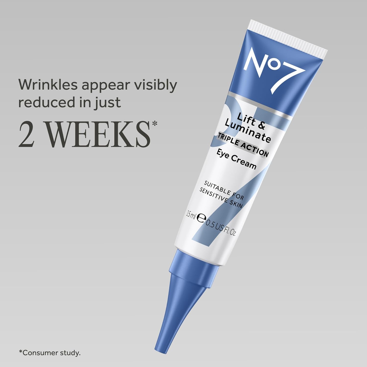 No7 Lift & Luminate Triple Action Under Eye Cream, 0.5 Oz | Treatment for Reducing Puffiness, Bags & Appearance of Wrinkles
