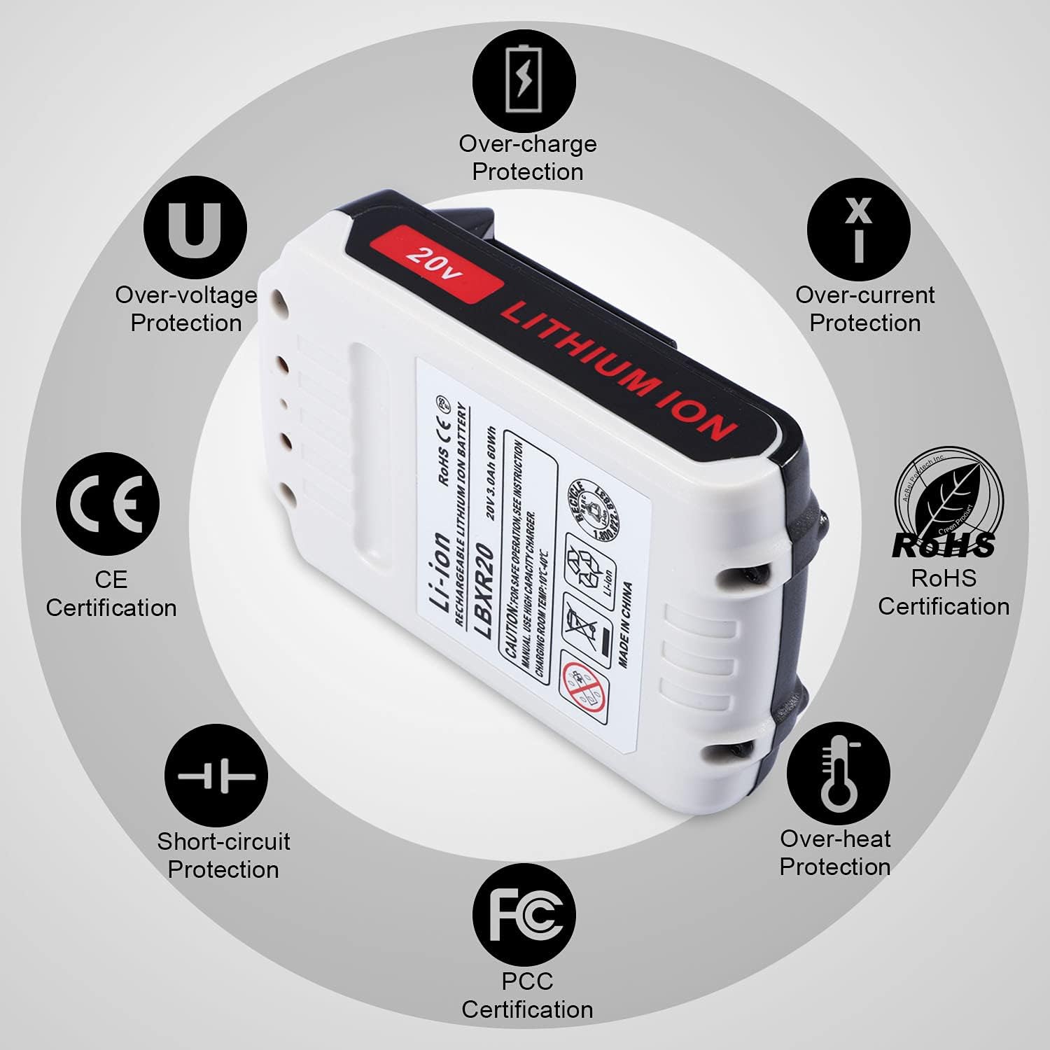 JYJZPB Replace Battery for Black and Decker 20V Lithium Battery LBXR20 Tool
