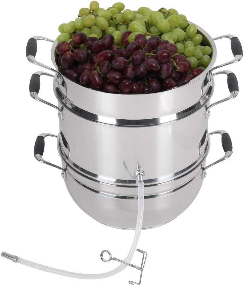 VINEYARD Deluxe Stainless Steel Steam Juicer & Roaster Set - Induction Friendly, Tempered Glass Lid, Cool-Touch Handles, 8 Quart Capacity