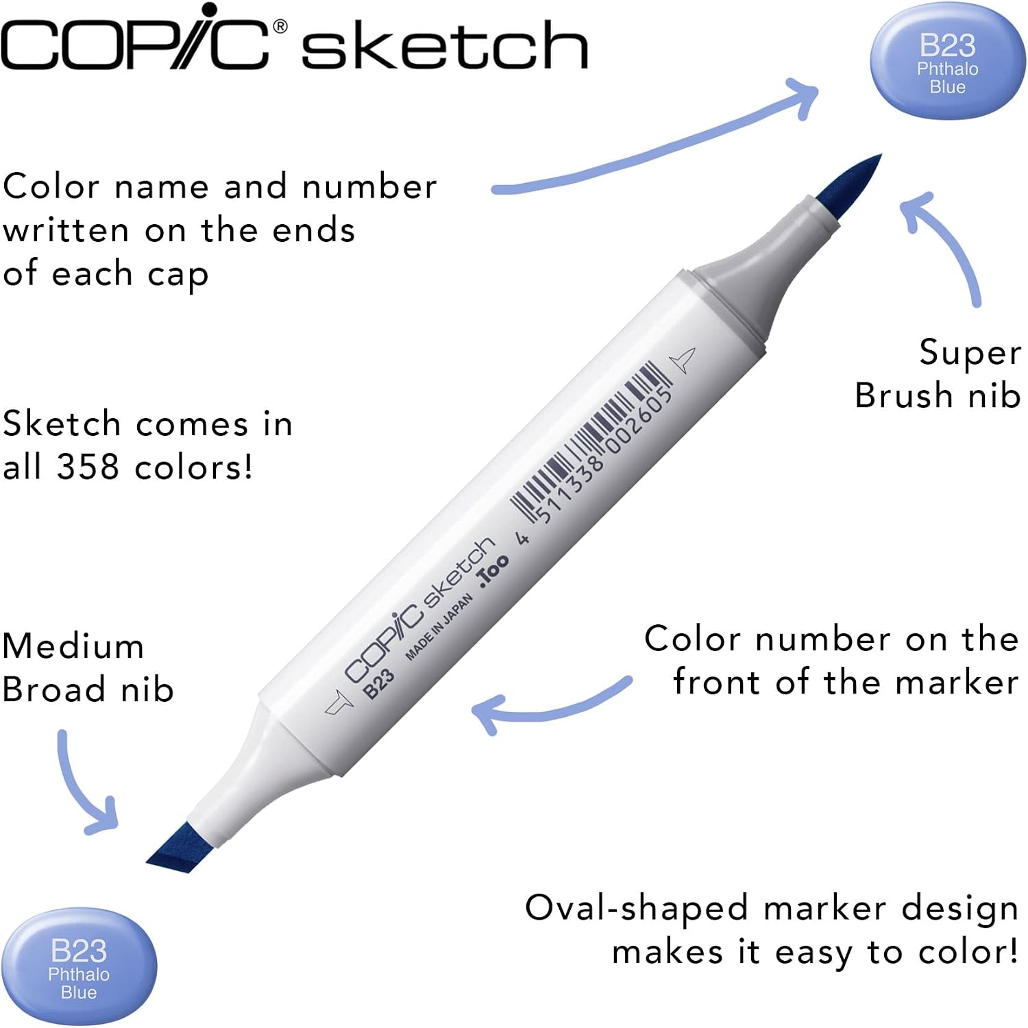 Copic Sketch, Ultra-blendable Alcohol Markers, 72pc Set B