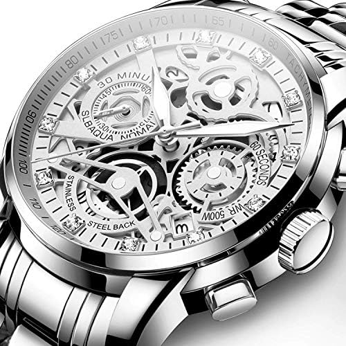 NEKTOM Watches for Men with Stainless Steel, Quartz Analog Watch with Date, Luxury Minimalist Dress Mens Watches, Chronograph Watch, 3ATM Waterproof