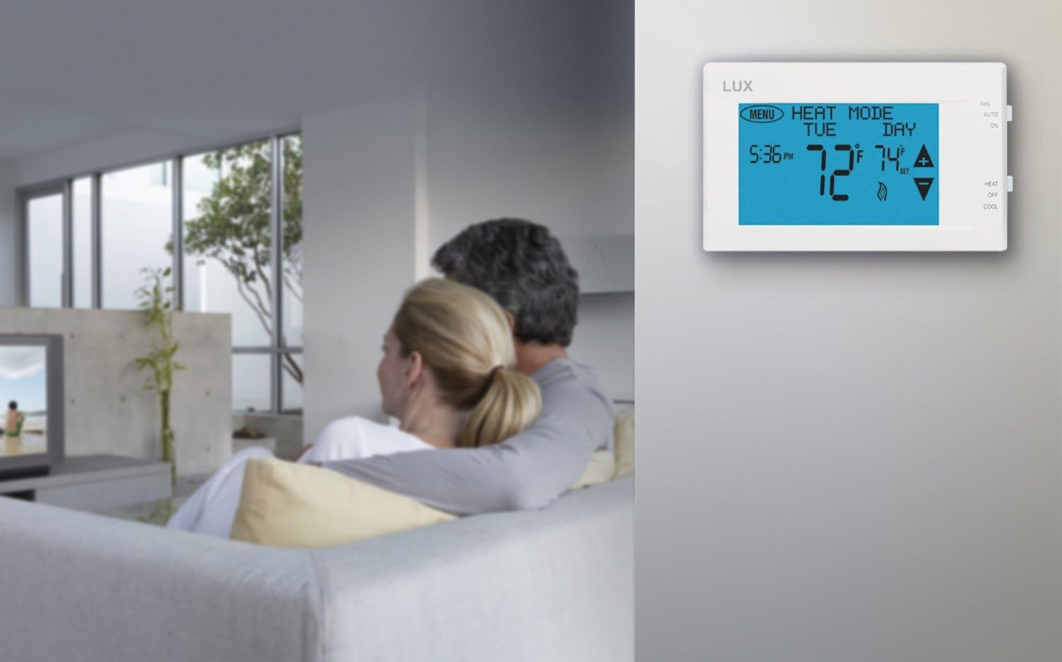 TX9600TS Programmable 7-Day Large Touchscreen Heating Cooling Thermostat, White | Large Touchscreen, Heating Cooling