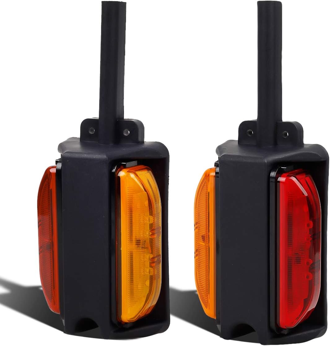 Partsam 2x 4 LED Clearance Trailer Fender Lights Amber Front Red Back 4 Diodes RH/LH
