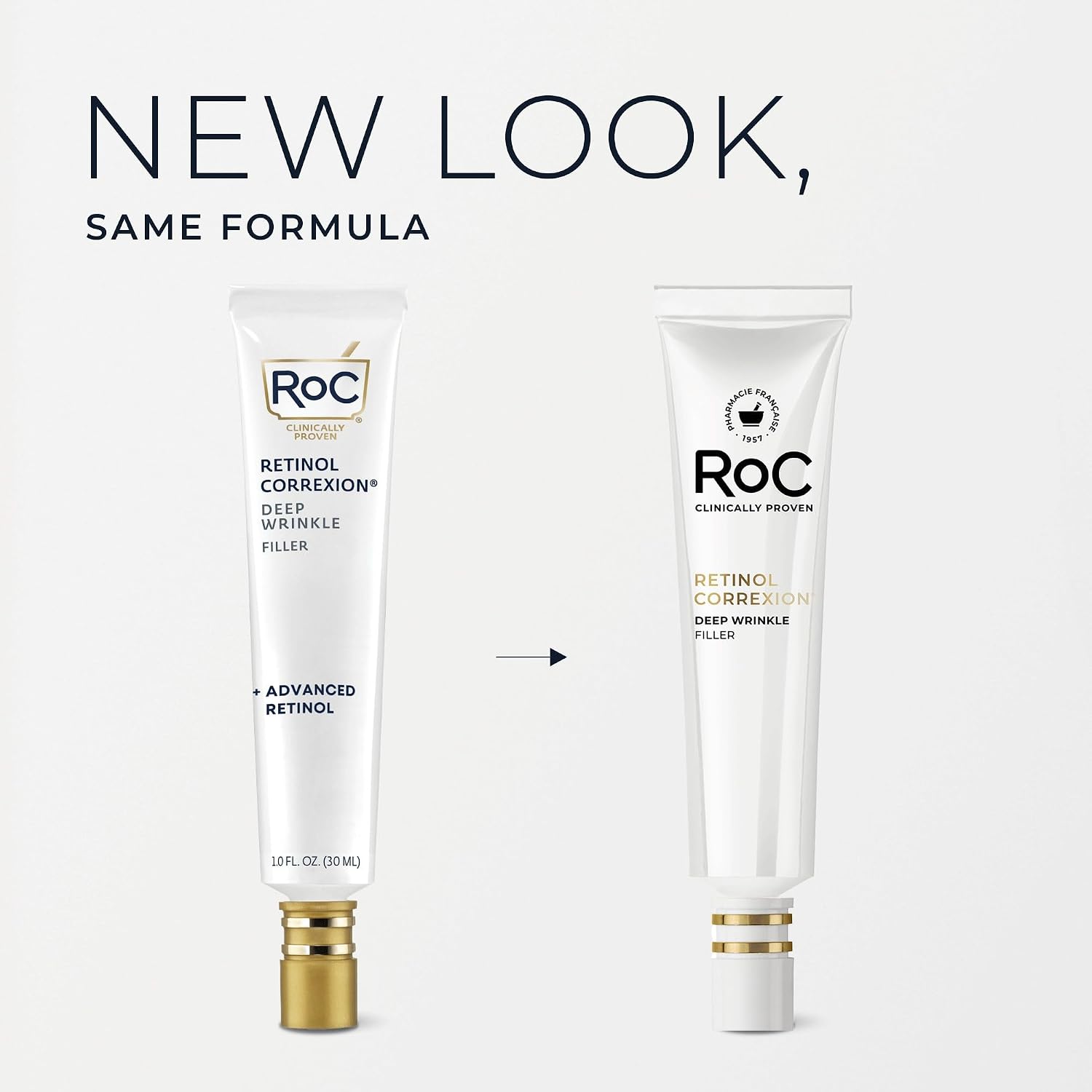 RoC Retinol Correxion Wrinkle Filler for Deep Wrinkles with Hyaluronic Acid | 1oz retinol serum for face, skin care for women and men, visibly reduce fine lines, clinically proven, packaging may vary