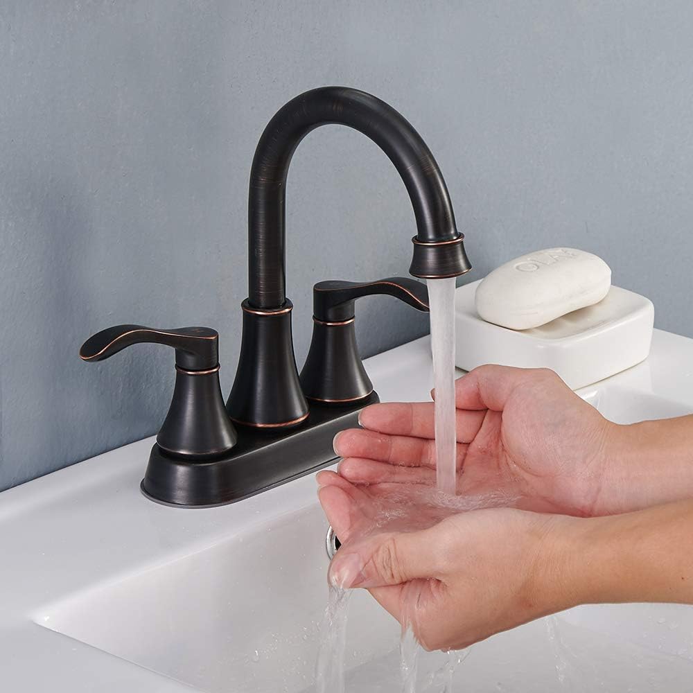 Bathroom Faucet,4 Inch Centerset 2 Handle High-Arc,Oil Rubbed Bronze
