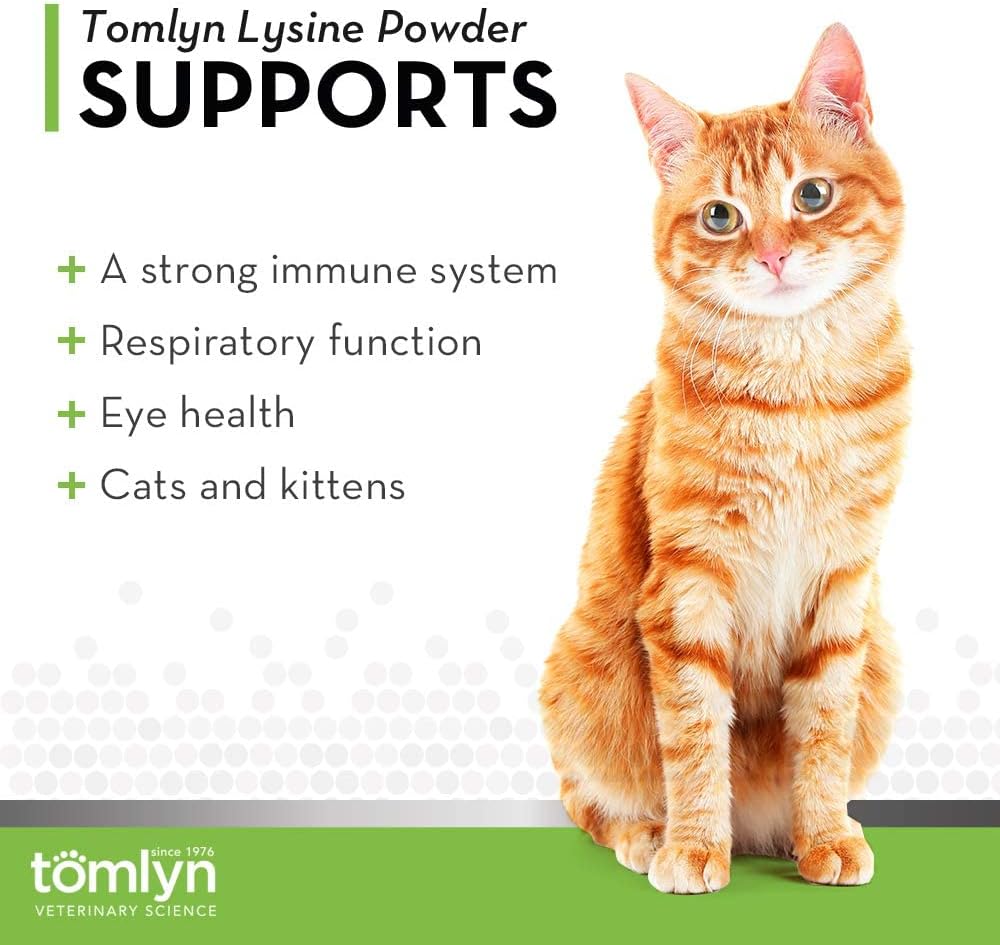 Tomlyn Immune Support Daily L-Lysine Supplement, Fish-Flavored Lysine Powder for Cats and Kittens, 3.5oz