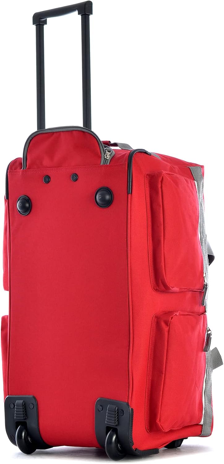 Olympia U.S.A. 33 inch Jumbo Size 8 Pockets Wheeled Rolling Duffel Bag Water Resistant Luggage Lightweight Travel Suitcase with Retractable Handle