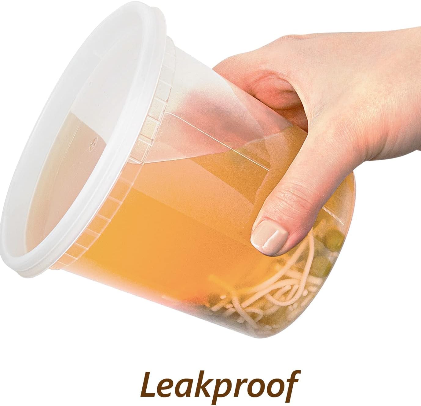 DuraHome - Deli food Storage Containers with Lids 32 oz, Quart Pack of 24 Leak-proof Freezer Safe Microwaveable Soup Storage Container - Clear Plastic Premium Quality