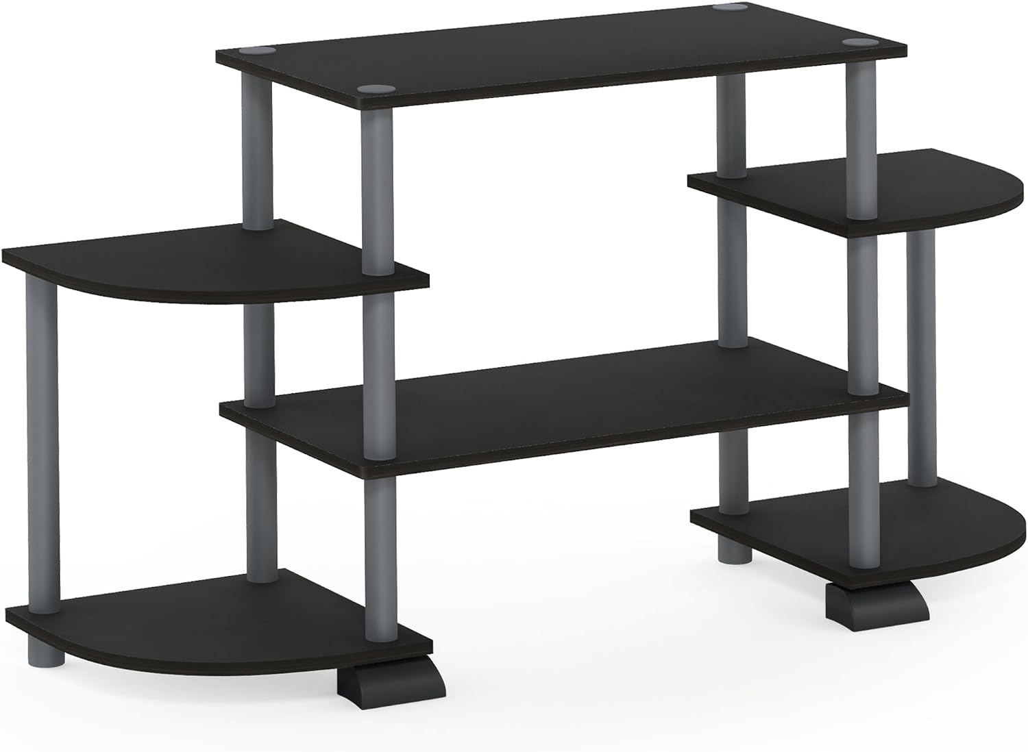 Furinno TURN-S-TUBE 3-Tier TV Stand for TVs up to 55 Inch, French Oak | Toolless Entertainment Center with Open Storage Shelves, Media Console Table with Soundbar Shelf for Living Room, Bedroom