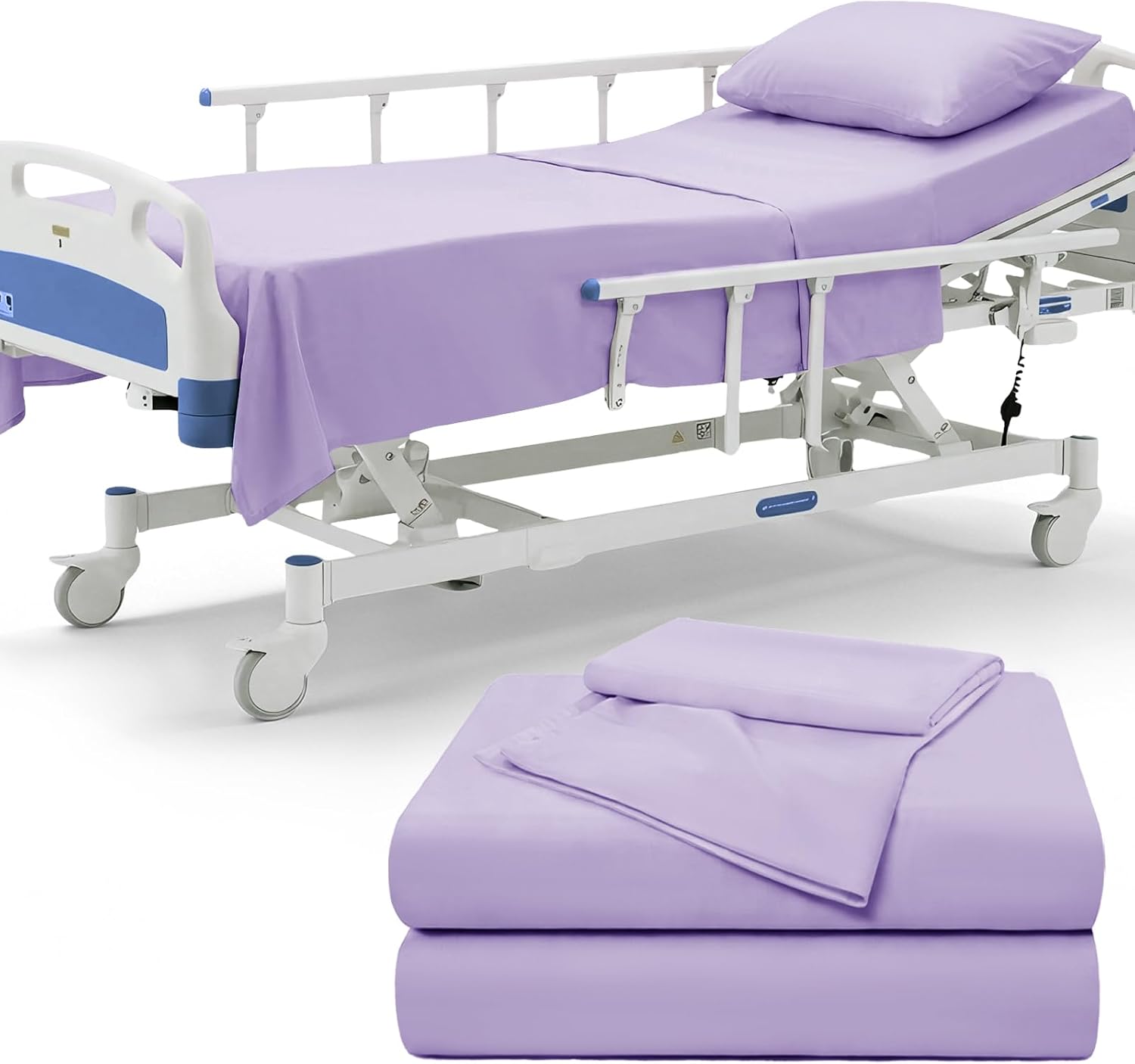 P Pothuiny 6 Piece Hospital Bed Sheet Set, White Brushed Microfiber | Soft Bed Sheets for Home/ Nursing/ Hospital Care Bed , 2 Deep Pocket Fitted Sheet 36"x80"+12", 2 Flat Sheet, 2 Pillowcases