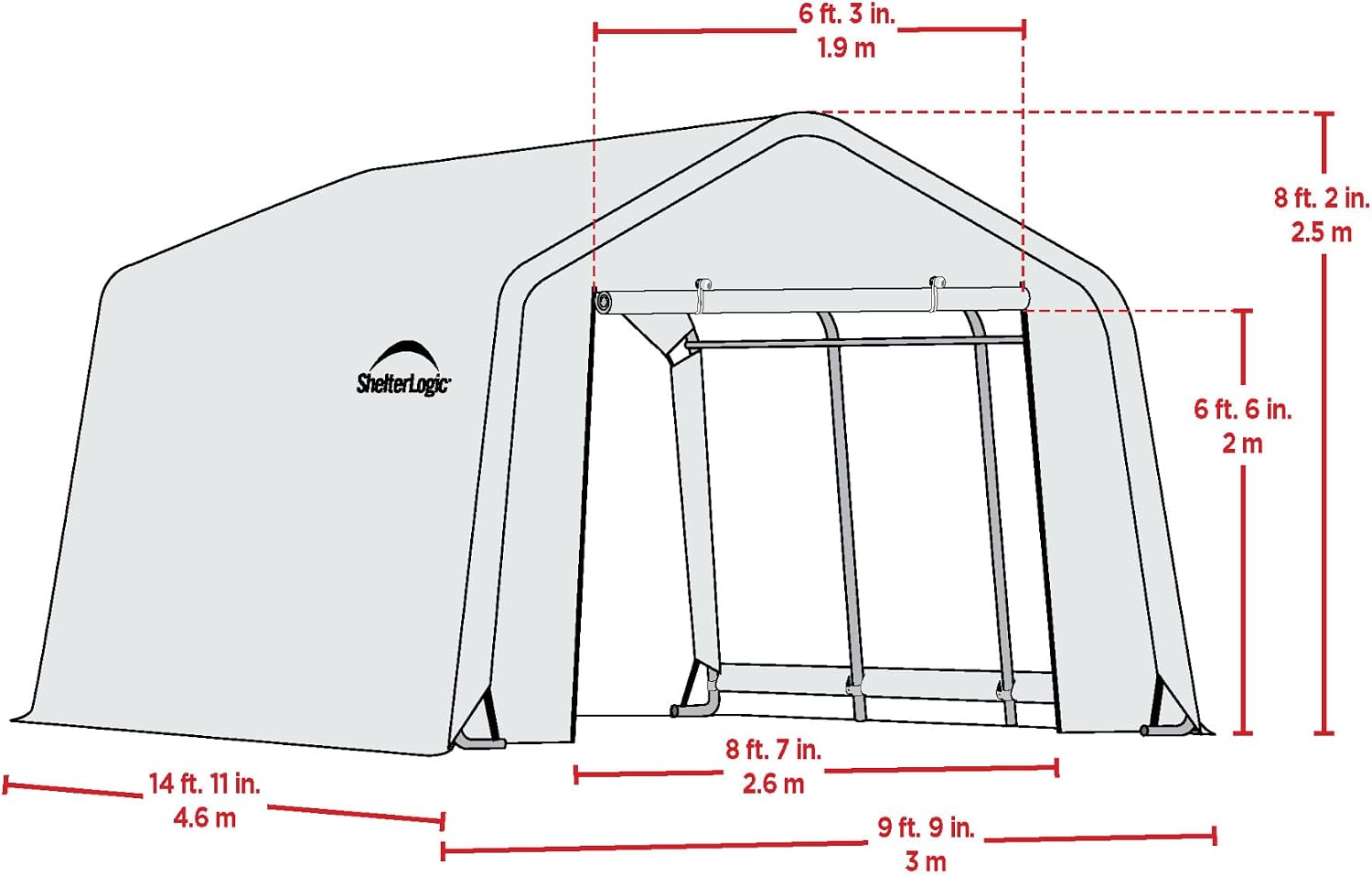 ShelterLogic Peak Style Roof Instant Garage Carport Car Canopy with Steel Frame and Waterproof UV-Treated Cover