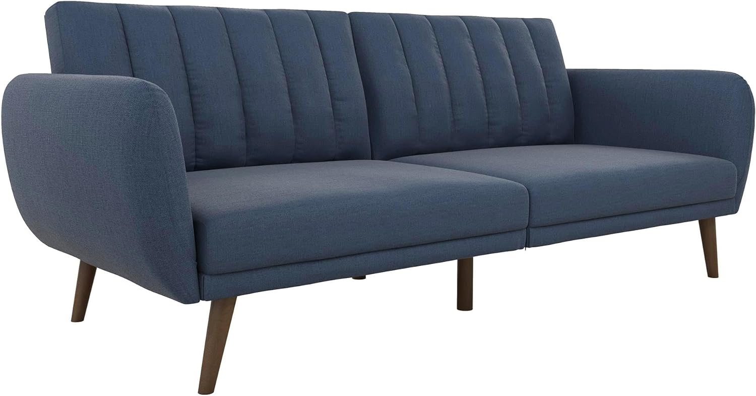 Novogratz Brittany Futon Sofa Bed and Couch Sleeper, Camel Faux Leather
