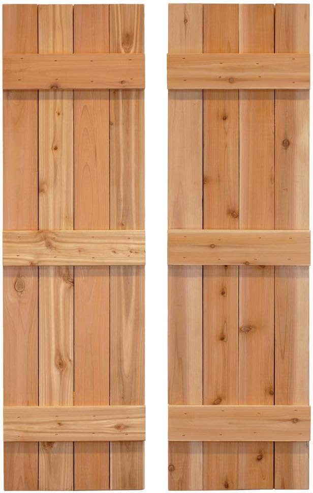 Dogberry 14 in. x 48 in. Dirty Blonde Traditional Board & Batten Exterior Shutters Pair