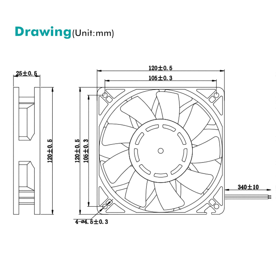 Wathai 120mm x 25mm 12V High Pressure CFM Fan DC Brushless Cooling Fan