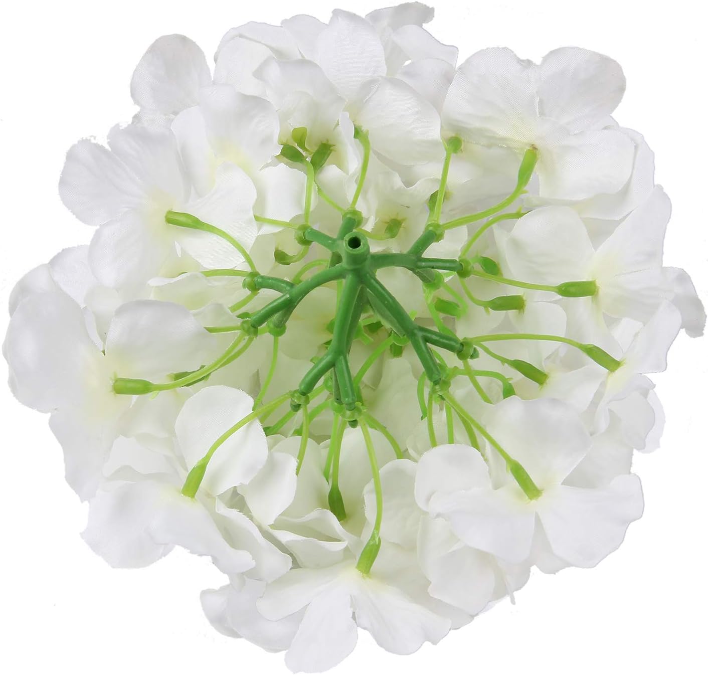 Silk Hydrangea Heads Artificial Flowers Heads with Stems for Home Wedding Decor,Pack of 10 (White)