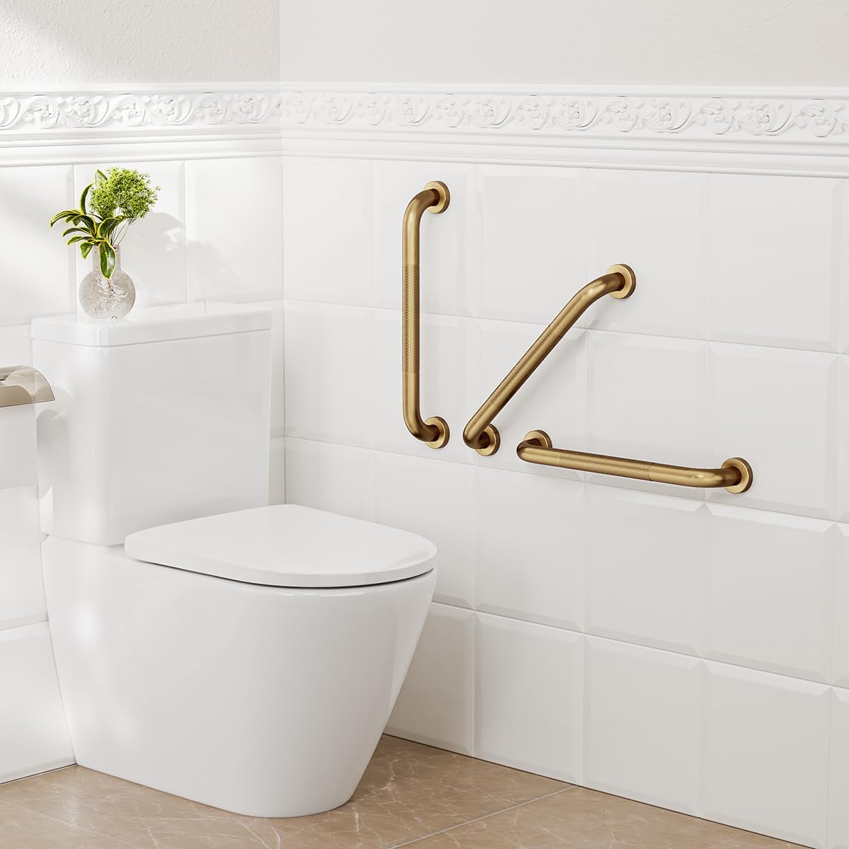 FANHAO 2 Pack Shower Grab Bar, 16 Inch Stainless Steel Bathroom Grab Bar with Anti-Slip Knurled Grip, Heavy Duty Shower Handle Bath Handle