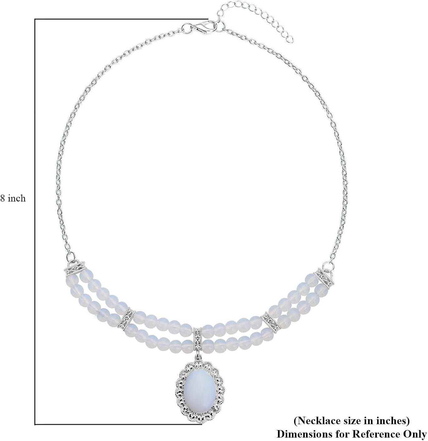 Gemstones Mix Silvertone Beaded Necklace for Women Jewelry Size 18-20" Birthday Gifts