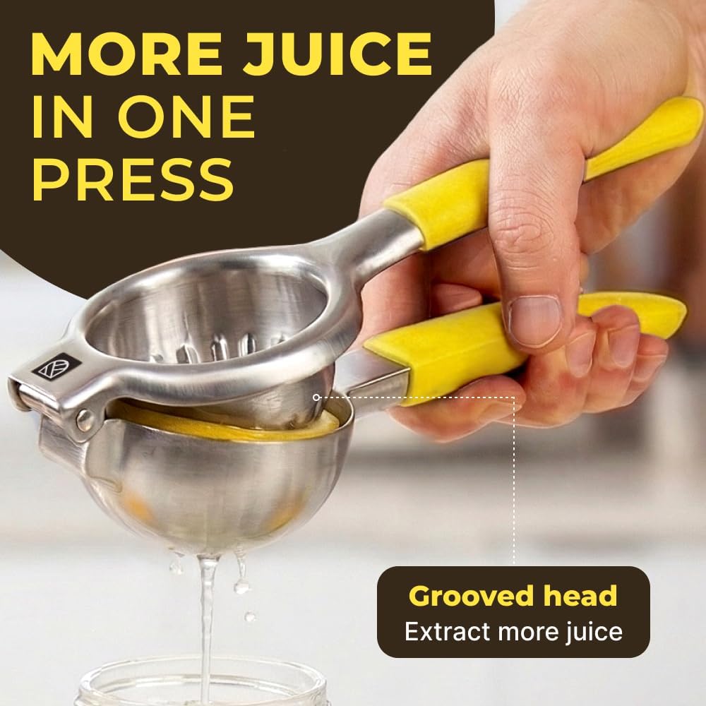 Large Lemon Squeezer Stainless Steel Press - Non-Slip Grip, Heavy Duty, Manual Design - Effortless Pro-Grade Lemon, Lime, Orange